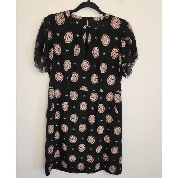 Nanette Lepore Womens Floral Print Shakespeare Dress Black 100% Silk Size 8 (M) - Picture 2 of 10